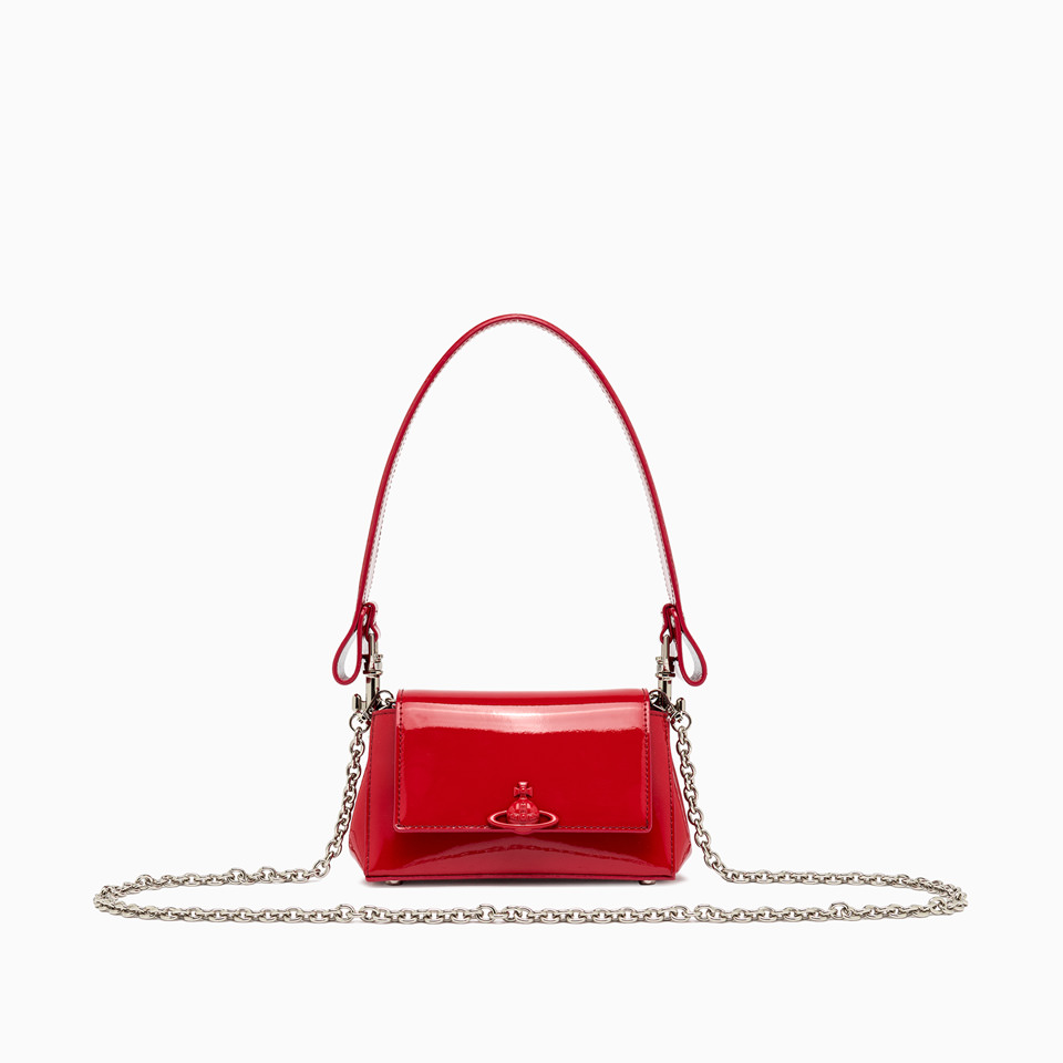 VIVIENNE WESTWOOD: HAZEL SMALL HANDBAG RED ENAMEL ORB