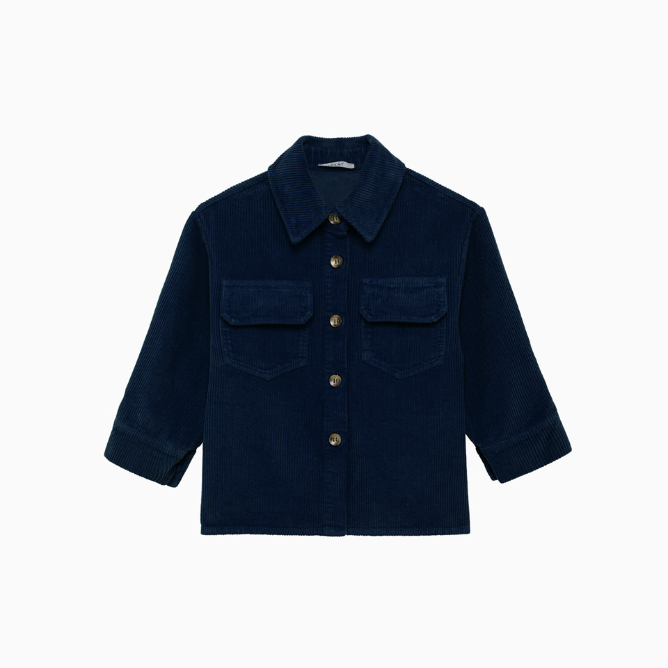 KIDDIN: SHIRT IN RIBBED VELVET COLOR BLUE