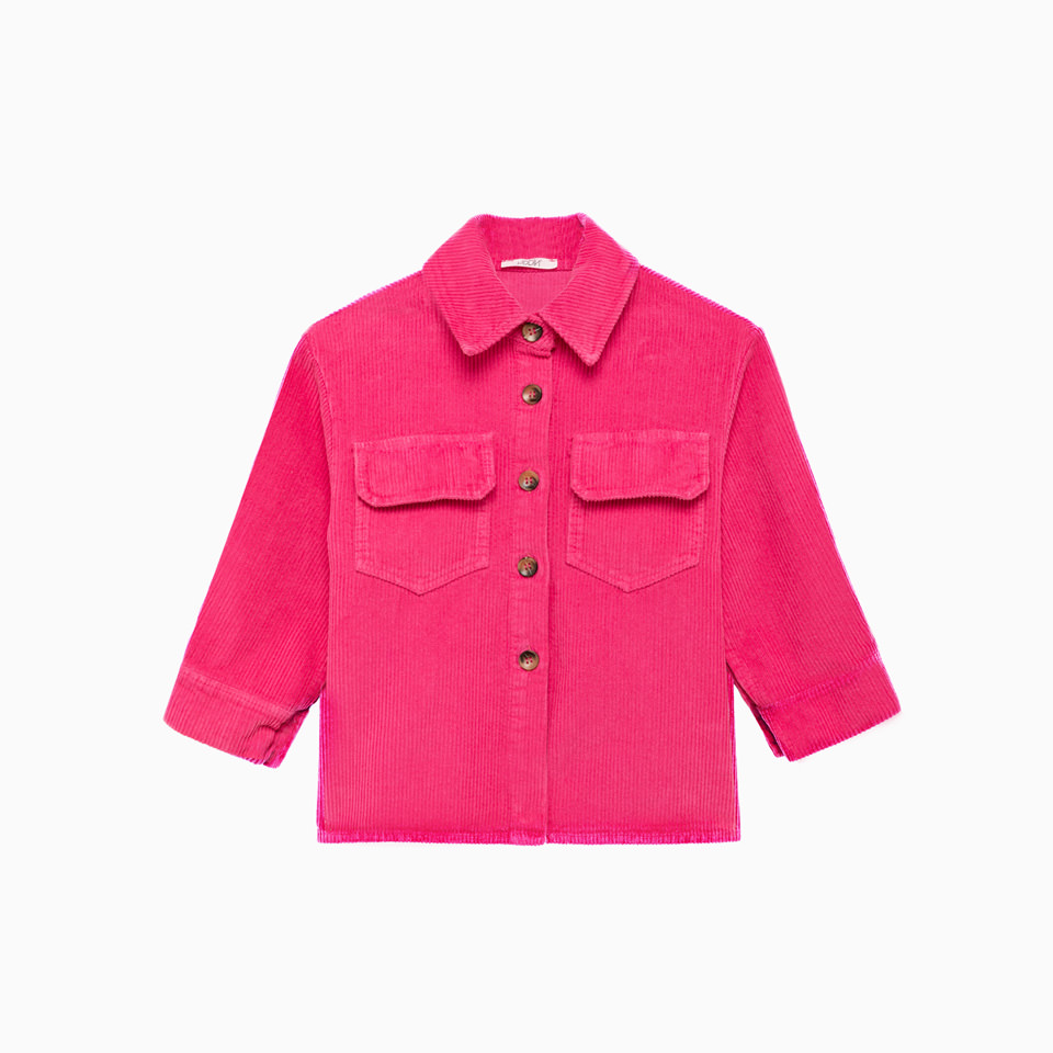 KIDDIN: CAMICIA IN VELLUTO A COSTE COLORE FUCSIA