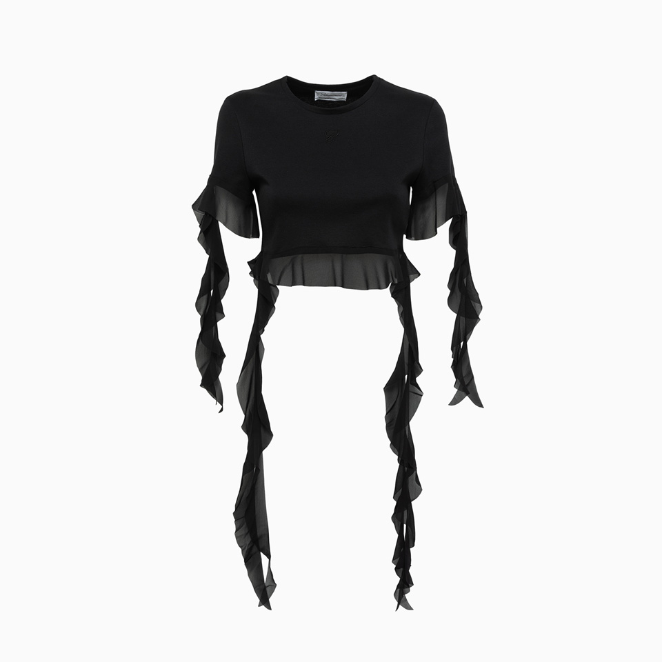 BLUMARINE: BLUMARINE RUFFLED T-SHIRT