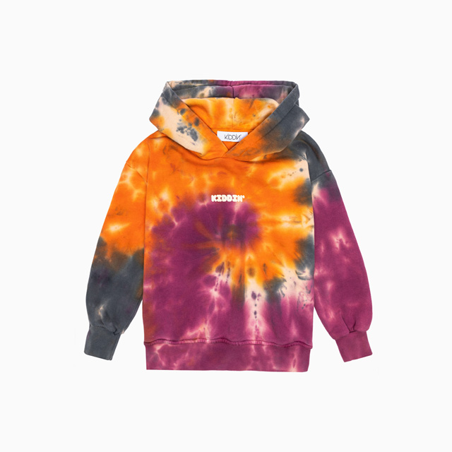 KIDDIN: KIDDIN TIE DYE HOODED SWEAT-SHIRT