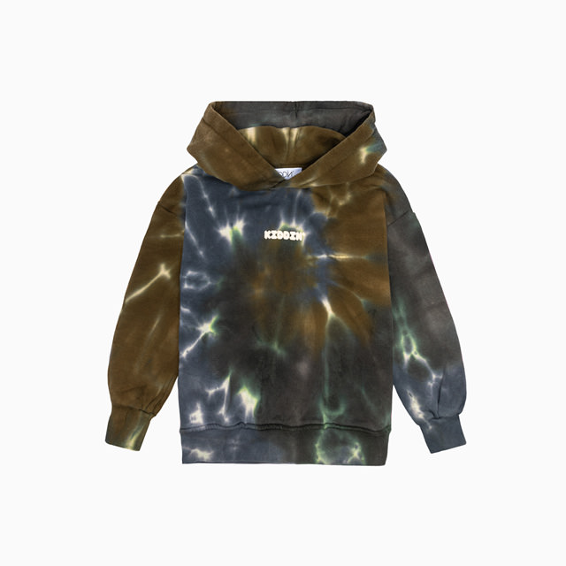 KIDDIN: KIDDIN TIE DYE HOODED SWEAT-SHIRT