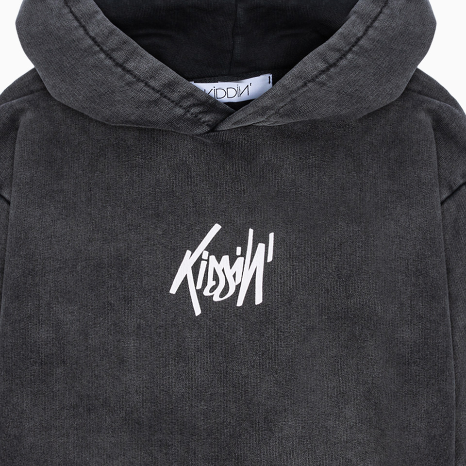 KIDDIN: KIDDIN MARBLED HOODED SWEAT-SHIRT