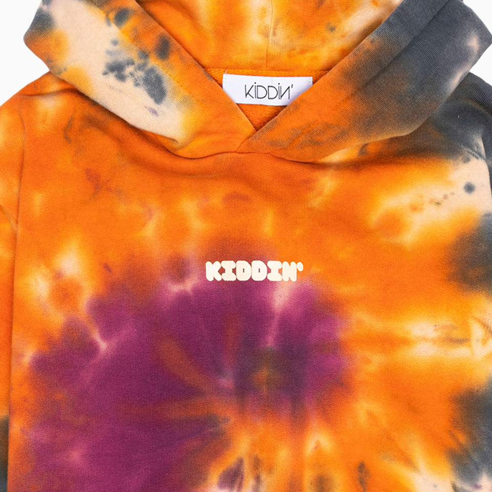 KIDDIN: KIDDIN TIE DYE HOODED SWEAT-SHIRT