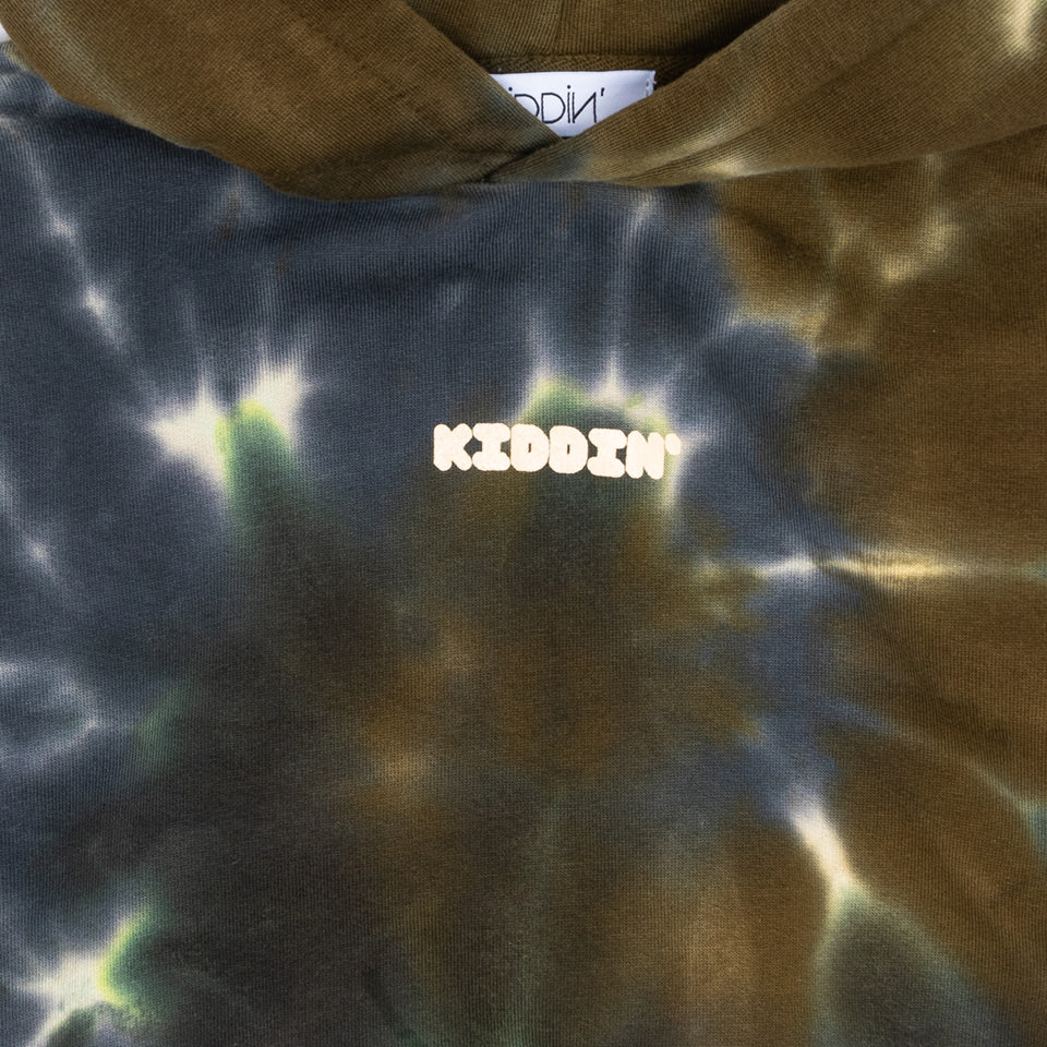 KIDDIN: KIDDIN TIE DYE HOODED SWEAT-SHIRT