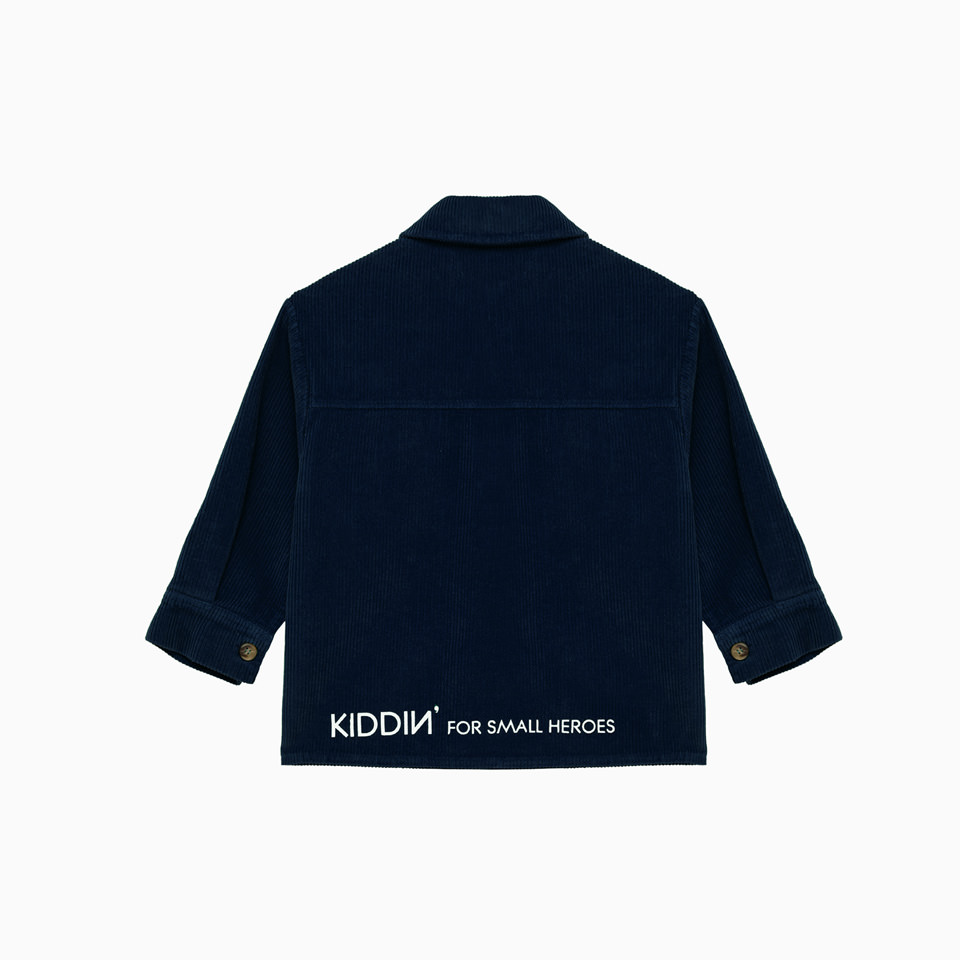 KIDDIN: SHIRT IN RIBBED VELVET COLOR BLUE