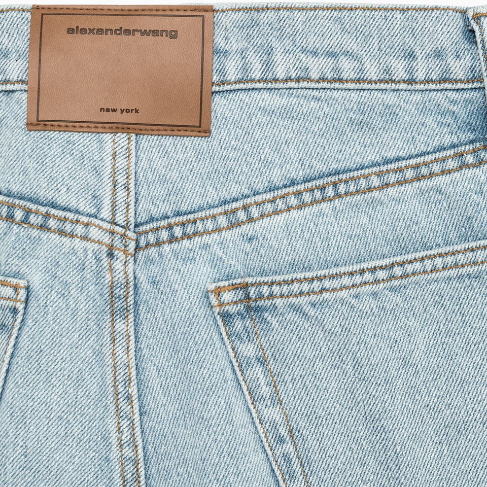 ALEXANDER WANG: ALEXANDER WANG SLOUCH CUT OUT EMBROIDERY LOGO JEANS