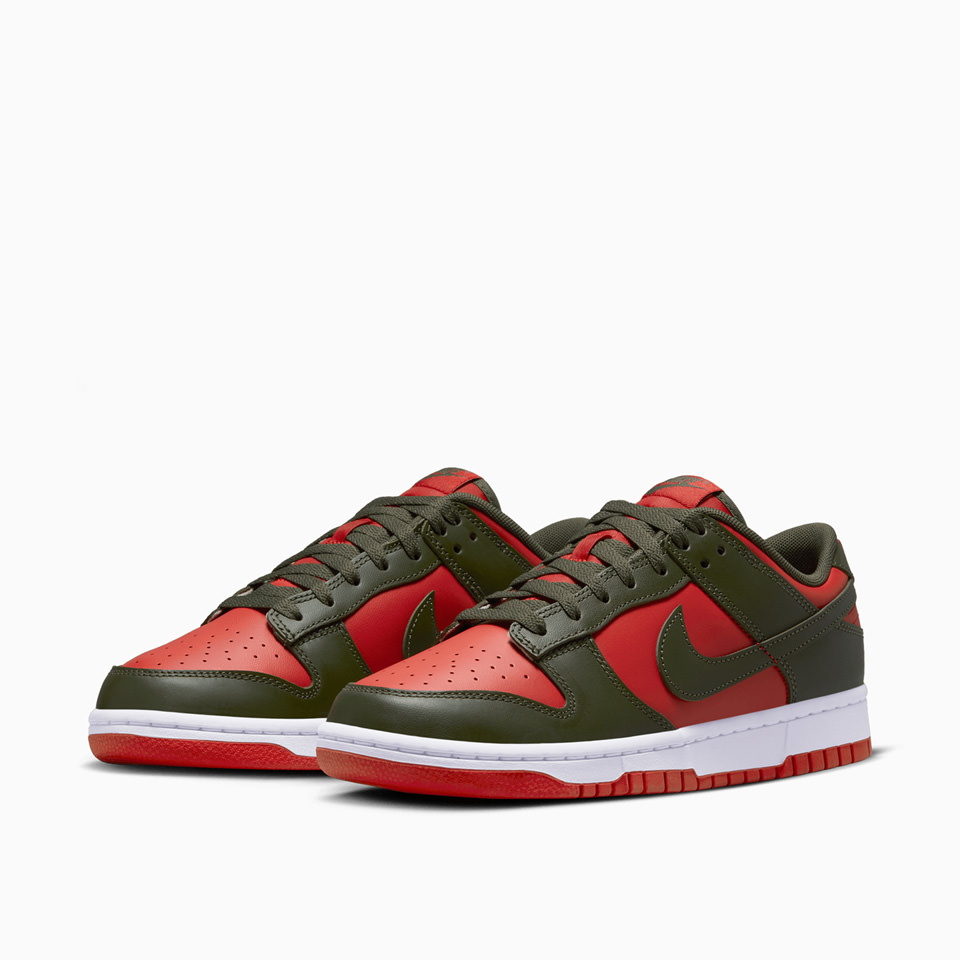 NIKE: NIKE DUNK LOW RETRO 'MISTYC RED AND CARGO GREEN' SNEAKERS DV0833-600