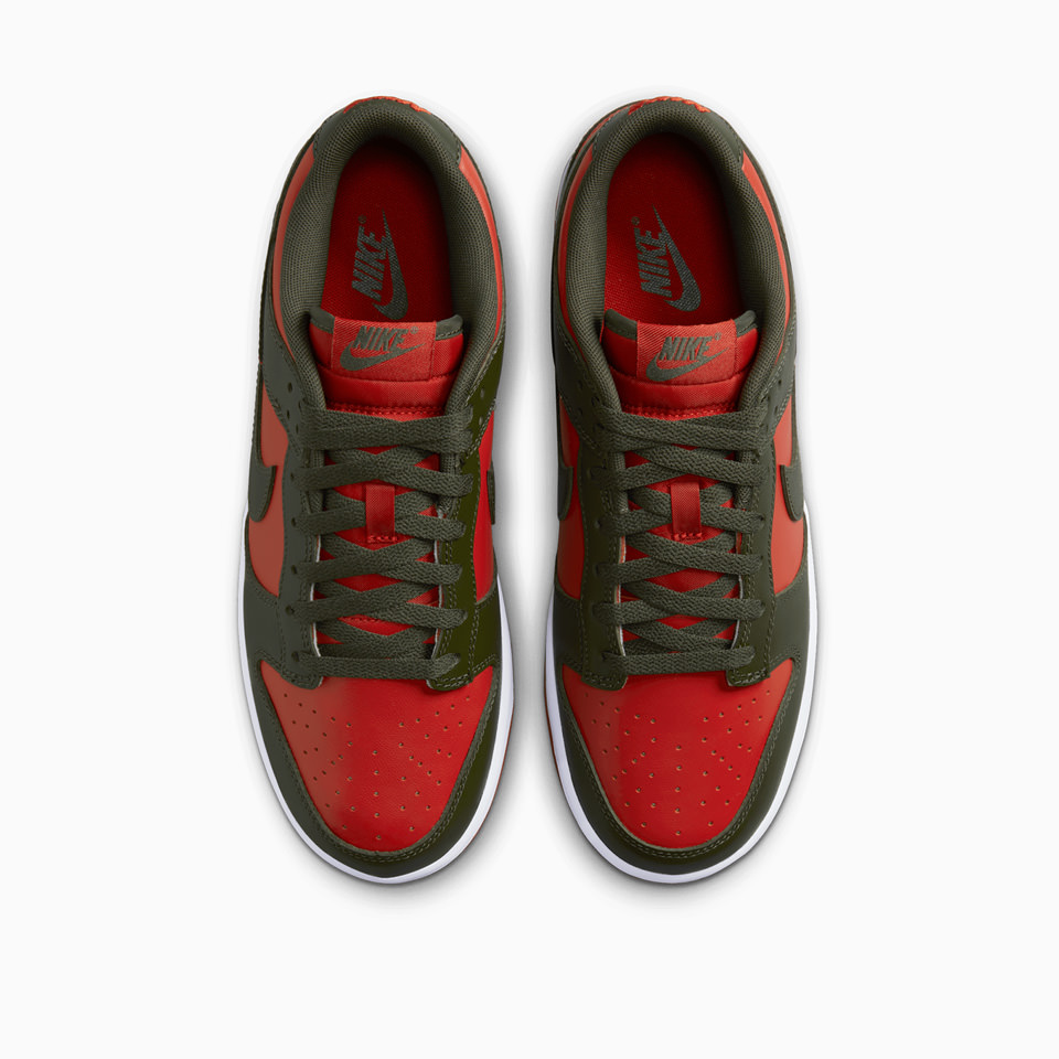 NIKE: NIKE DUNK LOW RETRO 'MISTYC RED AND CARGO GREEN' SNEAKERS DV0833-600