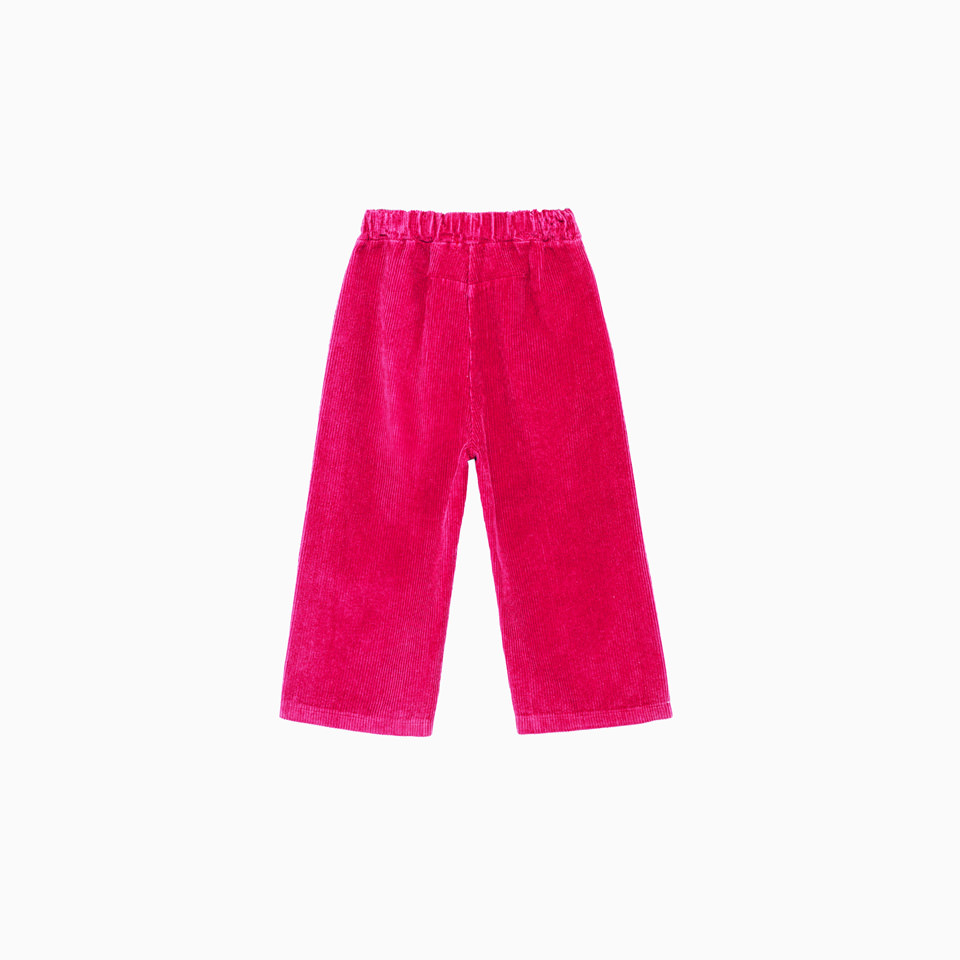 KIDDIN: PANTALONE IN VELLUTO A COSTE COLORE FUCSIA